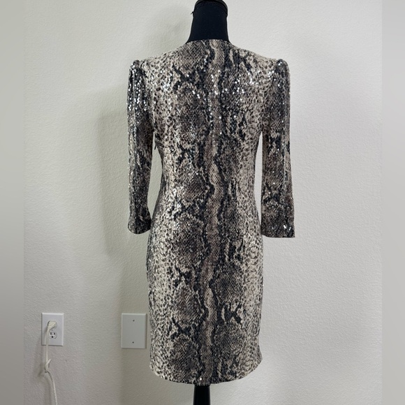 Cache Snakeskin Sequin Bodycon Mini Dress Women’s Sz 8 Cocktail Party - Picture 4 of 5